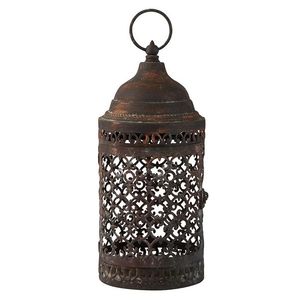 <b>Black</b> Iron <b>Lantern</b> Candle Holder With Glass Panels For Home Decoration - Product Image 2