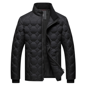 EVOS SPORTSWEAR INDUSTRIES Custom Men Hexagon Quilted Waterproof Puffer Jacket Premium Urban Winter Coat Stand Collar Zipper - Product Image 2