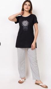 High Quality Geometric Summer Nightwear <b>Suit</b> Casual Sleepwear Everyday Comfort Cotton Quick Dry From India Supplier - Product Image 3