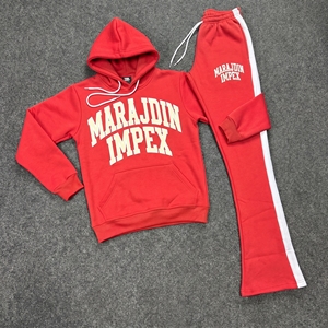 Conjunto Deportivo de 2 Piezas para Mujer, Invierno, Estilo Urbano, Felpa, Personalizado, Pantalones Deportivos con Bordado, Pantalones Acampanados, Sudadera con Logotipo, Joggers - Product Image 6
