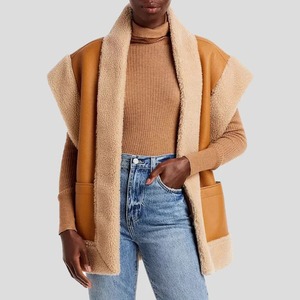 Women <b>Tan</b> <b>Brown</b> B3 RAF Aviator Shearling Genuine Leather Vest Winter Waistcoat - Product Image 1