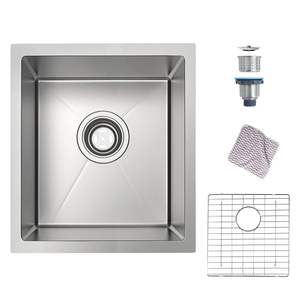 Fregadero de Cocina Individual Hecho a Mano de 15 x 17 x 9 Pulgadas, Acero Inoxidable de Calibre 16, Diseño Elegante para Instalar Bajo Encimera - Product Image 5