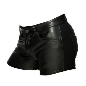 Shorts en cuir pour homme, coupe ajustée, décontractés, respirants, séchage rapide, écologiques, légers, texture lisse, poches pratiques, tendance - Product Image 1