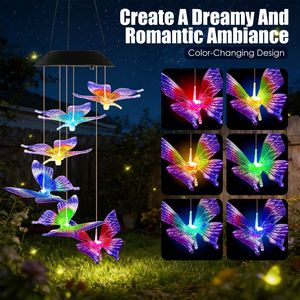 2 campanelli a vento a forma di farfalla a LED che cambiano colore, alimentati a energia solare, con corpo in ABS impermeabile IPX4 - Product Image 6