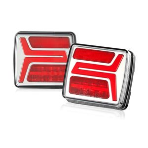 2 pezzi 12V luci di coda a LED a forma di quadrato a LED con licenza per rimorchio impermeabile - Product Image 1