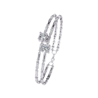 Bracelet de luxe pour femme en or 18 carats avec moissanite, coupe brillante ronde, maillons de chaîne géométriques, bijoux de mariage