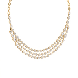 Collier Statement Triple Ligne Solestia pour Femme, Diamant de Laboratoire, Argent Sterling 9KT, 10KT, 14KT, 18KT, Cadeau de Mariage Premium - Product Image 5