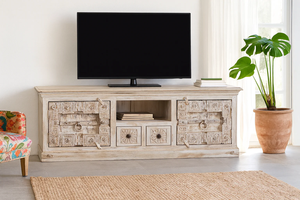 Mueble de TV Convertible de Lujo, Extensible, de Madera Sólida, Estilo Moderno Rústico, para Sala de Estar, Dormitorio o Entrada, con Acabado Vintage - Product Image 5