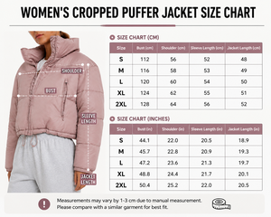 Women's Oversized Cropped Puffer Jacket – Lightweight <b>Quilted</b> Winter Coat with Stand Collar and Adjustable Hem - Product Image 4