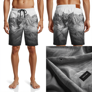 Shorts pour hommes à imprimé topographique délavé - Product Image 3