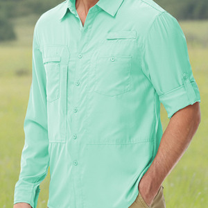 Camisa de senderismo para hombre, corte ajustado, de verano, de secado rápido, para senderismo, ciclismo, pesca, transpirable y con estampado digital. - Product Image 6