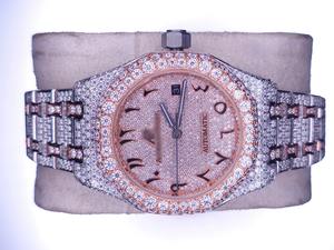 Montre de haute qualité avec cadran en verre en acier inoxydable et quartz, clarté VVS, moissanite, 5 mm, pour cadeau de mariage, disponible dans le monde entier - Product Image 3