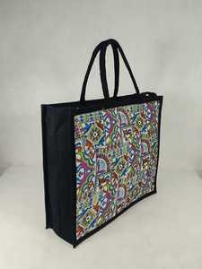 Sac fourre-tout en toile imprimé avec fermeture éclair et poignées noires - Product Image 5