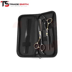 Ensemble de ciseaux de coiffure professionnels TSI en acier inoxydable à pointe arrondie, avec peigne et étui, 30 dents, manche moyen, pour droitiers, ciseaux de barbier - Product Image 4