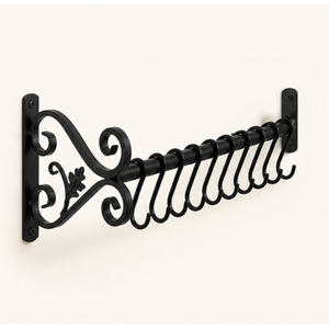 Vintage Wrought Iron Kitchen Rail with 10 <b>Hooks</b> Wall Mounted Utensil Organizer and Hanging Pot Hanging In Cheapest Price - Product Image 3