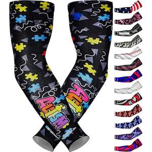 Splendid Apparel Mangas Largas Unisex de Poliéster UPF50+ con Estampado por Sublimación de Concienciación sobre el Autismo, Estilo Tatuaje - Product Image 1
