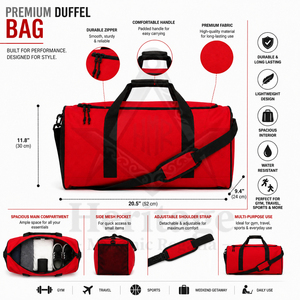 Bolsa Deportiva Roja con Asas Negras y Bolsillo Lateral de Malla para Uso en el Gimnasio, Regalia Masónica de la Hermandad de la Fraternidad - Product Image 6