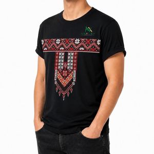 Camiseta Personalizada para Hombre con Estampado Étnico y Bordado Cruzado, Estilo Casual de Verano, Ropa Urbana Cultural, Transpirable, de Algodón, con Diseño Gráfico - Product Image 5