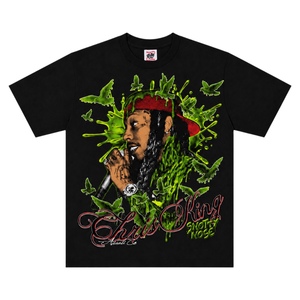 Camiseta Negra de Manga Corta para Hombre Chris King Snotty Nose, Estilo Urbano, Estampado de Personajes, Cuello Redondo, Corte Holgado, 100% Algodón, Antiencogimiento - Product Image 1