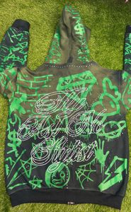 Latest Design Men <b>Overall</b> Screen Print Hoodies Bulk Quantity Rhinestone Streetwear Zip Up Hoodie for Men - Product Image 3