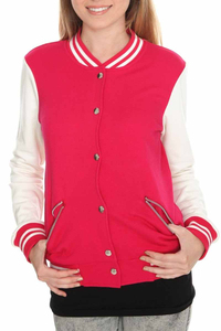 Veste universitaire rouge et blanche avec lettre C brodée, style preppy, coupe classique, simple boutonnage, en polyester - Product Image 4