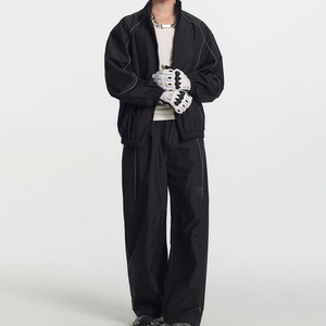 Ensemble de survêtement unisexe grande taille réfléchissant à capuche, fermeture éclair intégrale, sportif, léger en polyester/coton, pour l'hiver et les loisirs - Product Image 5