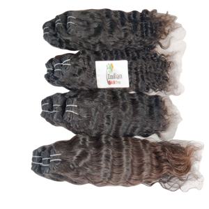 Extensions de cheveux humains indiens vierges naturels bruts, alignés aux cuticules, bouclés, double trame, couleur noire, vente en gros, bon marché - Product Image 5