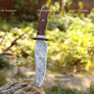 Couteau de chasse et de camping en acier Damas forgé à la main, lame de 15 pouces, manche en bois, épaisseur de lame de 0,5 mm, personnalisable OEM - Product Image 2