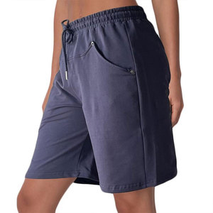 Shorts d'été décontractés pour femmes, taille haute, avec cordon de serrage, couleur unie, respirants, en polyester, vente en gros sur mesure - Product Image 6