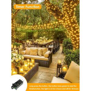 Luci Fatate a 200 LED, Catena Luminosa Impermeabile da 20m, Luci Natalizie da Interno/Esterno con Spina, 8 Modalità, Timer e Funzione Scintillante - Product Image 4