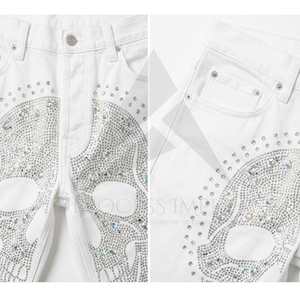 กางเกงยีนส์ขาสั้นประดับคริสตัลหรูหราสำหรับผู้ชาย สไตล์สตรีทแฟชั่น Process Impex - Product Image 6