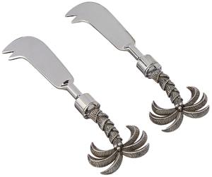 Juego de cuchillos para queso con mango de diseño en forma de hoja, de acero inoxidable, elegante vajilla plateada para el hogar, la cocina, la comedor y para servir. - Product Image 1