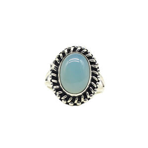 Anillo de Plata de Ley 925 Personalizado Más Vendido con Turquesa Natural de Mohave y Engaste Grueso, Regalo de Boda - Product Image 1