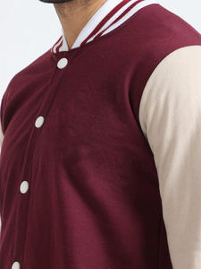 Veste de sportswear en tissu et cuir avec manches en cuir, broderie de haute qualité, logo personnalisé, conçue pour un look unisexe moderne - Product Image 2