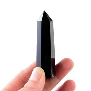 Tour d'obsidienne noire polie, pointe de cristal, pierre naturelle de guérison, obélisque octogonal, énergie de l'amour, décoration, vente en gros - Product Image 2