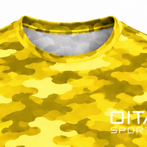 <b>Yellow</b> Camo T <b>Shirt</b> <b>Men</b> Short Sleeve Crew Neck Camouflage Printed Sports Training Fitness Running Gym Workout Performance - Product Image 5