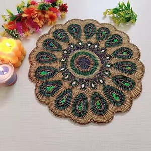 Premium Decorative Seed Beads Embroidery <b>Dining</b> <b>Table</b> Mats Needlework Seed Beaded Handmade Designer <b>Dining</b> <b>Table</b> <b>Placemats</b> - Product Image 1