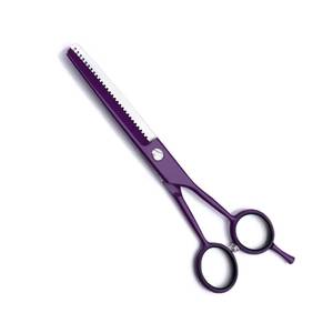Ciseaux de coiffure professionnels Morje Surgical Purple en acier inoxydable pour droitiers, avec repose-doigts, 28 dents, taille moyenne - Product Image 5