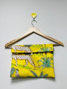 Womens Summer 3 Piece Yellow Safari Eco-Friendly Luxury Pajama Set Cotton Animal Print Sleepwear Shirt <b>Trousers</b> Matching - Product Image 5