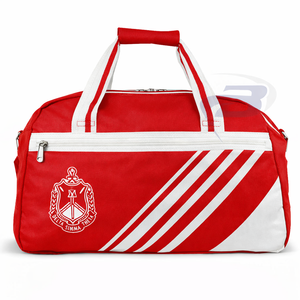 Bolsas de Lona Duraderas y Ligeras de Cuero de la Hermandad Delta Sigma Theta, Bolsa de Viaje, Gimnasio y Fin de Semana Personalizada en Azul Real y Blanco con Logotipo - Product Image 1