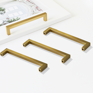 Poignée de meuble moderne en alliage de zinc de qualité supérieure, poignée carrée à barre, finition dorée, pour tiroir, cuisine, salle de bain, quincaillerie de meubles - Product Image 1