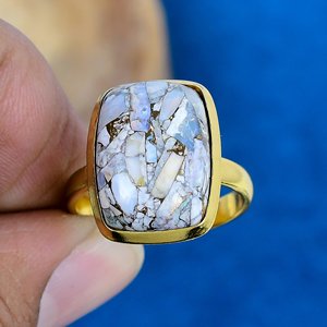 Natural Ethiopian <b>Opal</b> Copper Cushion Shape Gemstone <b>Ring</b> Handmade 18k <b>Gold</b> Micron Over 925 Sterling Silver - Product Image 2