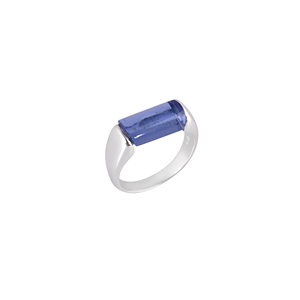 Élégante bague en pierre précieuse bleu encre avec sertissage clos |   Argent sterling 925 pour mariage et fête - Product Image 1