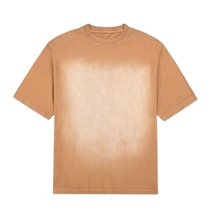 2025 tendance hommes Vintage soleil délavé à l'acide marque privée col rond manches régulières bas ourlet Style OEM T-Shirts pour hommes - Product Image 2