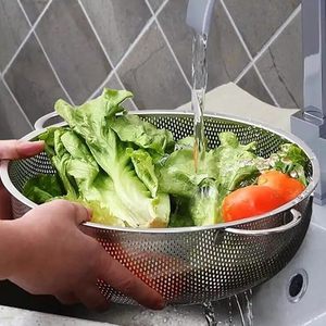 Passoire en acier inoxydable à mailles fines avec deux poignées, panier de drainage rond pour la cuisine - Product Image 5