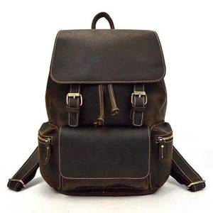 Distressed Genuine Leather Laptop <b>Backpack</b> <b>Waterproof</b> Anti-Theft Travel Rucksack Rugged Leather Bag LBP-0360 - Product Image 1