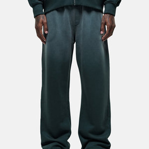 Pantalones Deportivos de Algodón Verde Oscuro para Hombre, Cintura Elástica, Corte Holgado Informal, Pierna Recta con Bolsillos Laterales, Transpirables, Peso Medio - Product Image 3