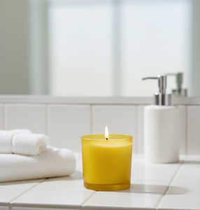 Bougie décorative parfumée en cire de soja de qualité supérieure, en pot de verre jaune, écologique, faite à la main, pour Noël, Ramadan, ambiance chaleureuse, moderne et romantique - Product Image 2