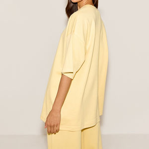 T-shirt oversize en polaire à manches courtes pour femme, col rond, séchage rapide, respirant, imprimé numérique, motifs unis, effet délavé, été - Product Image 2