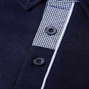 INDEX Men's <b>Navy</b> Solid Color Short Sleeve <b>Polo</b> <b>Shirt</b> Knitted Casual Regular Fit Button Design Breathable Cotton Jersey - Product Image 3